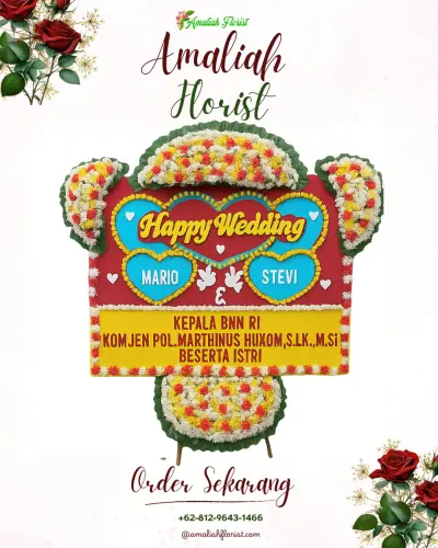 Karangan Papan Bunga Pernikahan di Maribaya